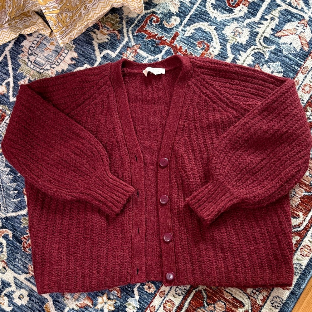 Sezane Burgundy Basile Cardigan